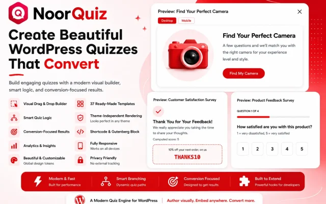 NoorQuiz – Create Beautiful WordPress Quizzes That Convert